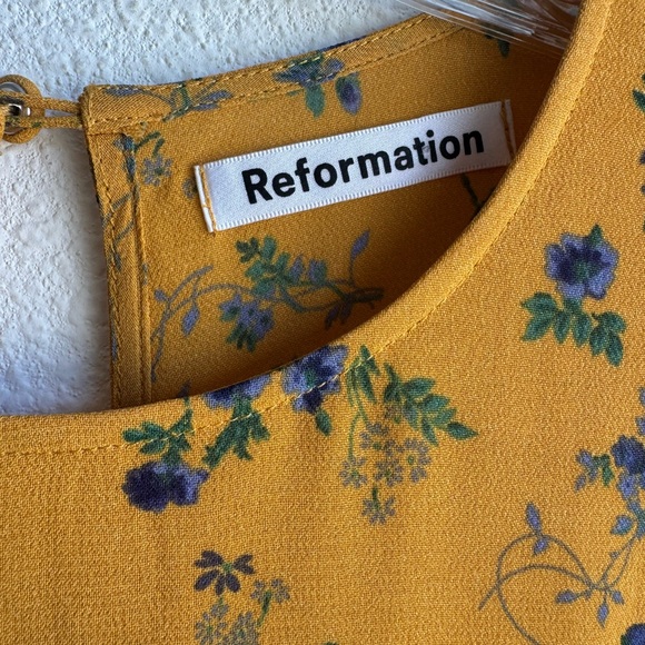 NWOT REFORMATION Carolena Floral-Print Georgette Midi Dress - Picture 4 of 7